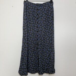 VTG 90s Women Whimsigoth Fairy Grunge Skirt Medium Petite Gray Paisley Button Up